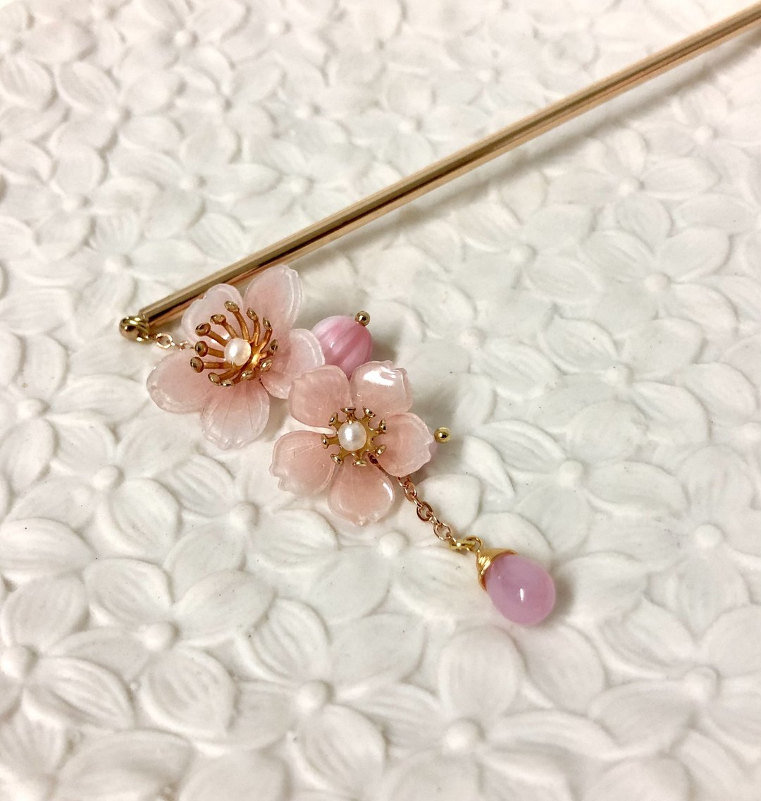 【若桑】Cherryblossom/Sakura。樱花发饰。发簪 - 发饰 - 树脂 粉红色
