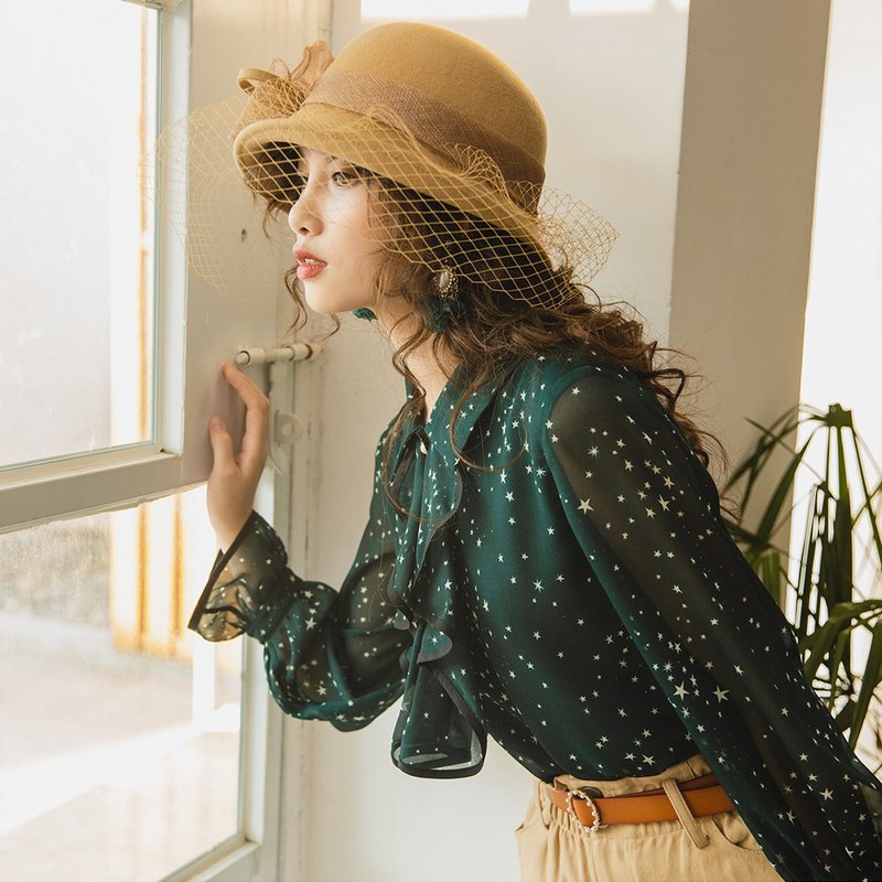 【秋季新款】衬衫女复古港味2019上衣长袖雪纺衬衣初秋小众9557 - 女装衬衫 - 其他材质 