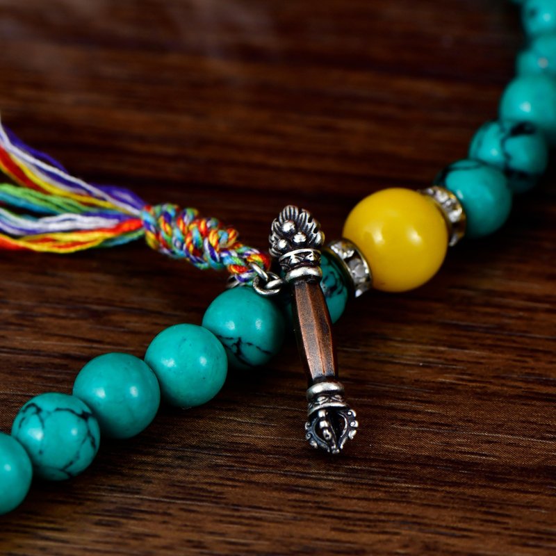 格萨尔王权杖吊坠念珠配饰侧挂藏式民族风挂件流苏复古卡子 - 项链 - 银 