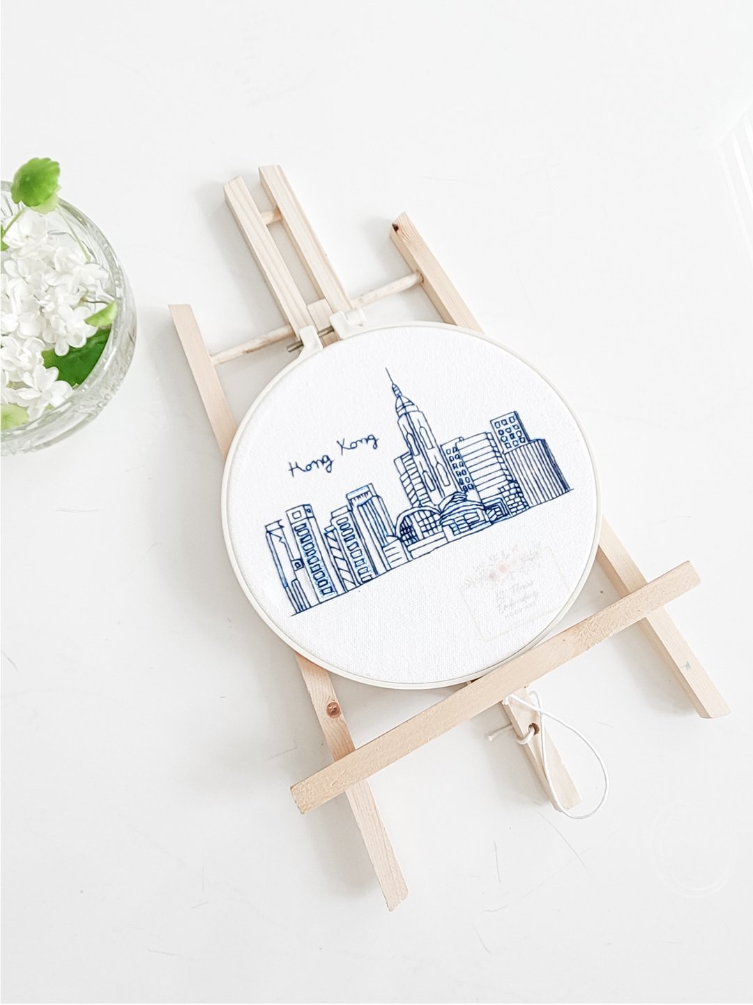 (材料包) 香港维港景刺绣圈 装饰品 家居挂墙装饰品 手作礼 - 编织/刺绣/羊毛毡/裁缝 - 绣线 白色