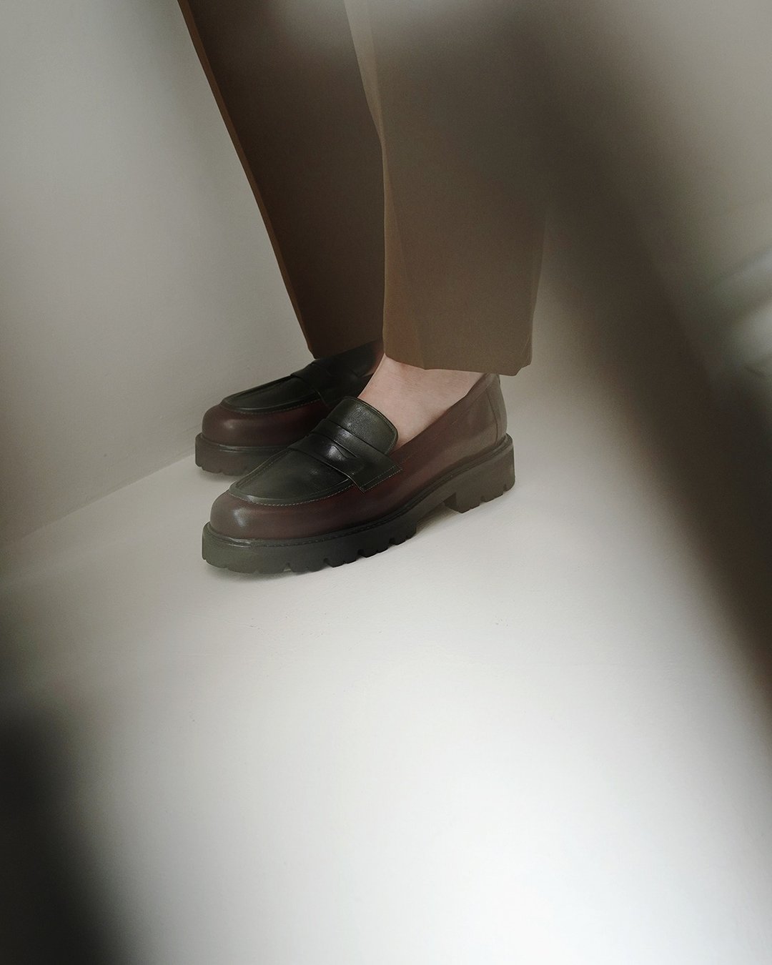 EL 佩尼乐福 - 海老茶 - 女款牛津鞋/乐福鞋 - 真皮 绿色