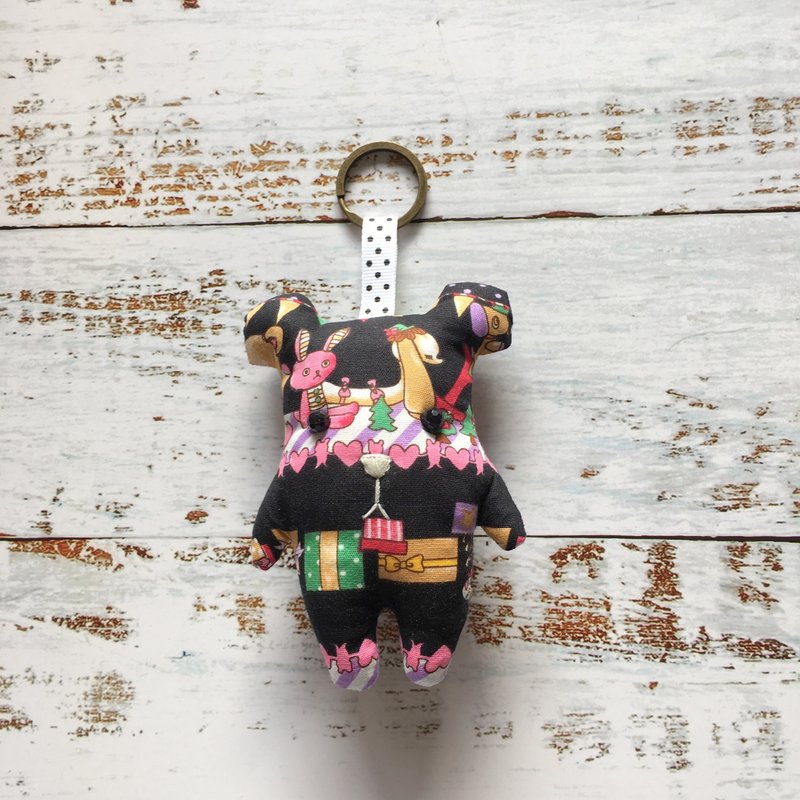 +圣诞夜礼物+熊熊钥匙圈 - 吊饰 - 棉．麻 黑色