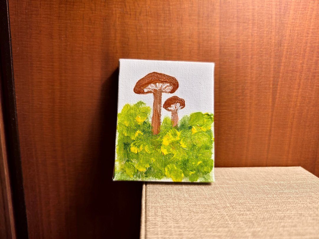 蘑菇/迷你挂画/压克力水彩画/装饰画/无框画 - 海报/装饰画/版画 - 棉．麻 