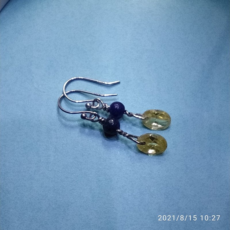 锆石青金石耳环 - 耳环/耳夹 - 宝石 