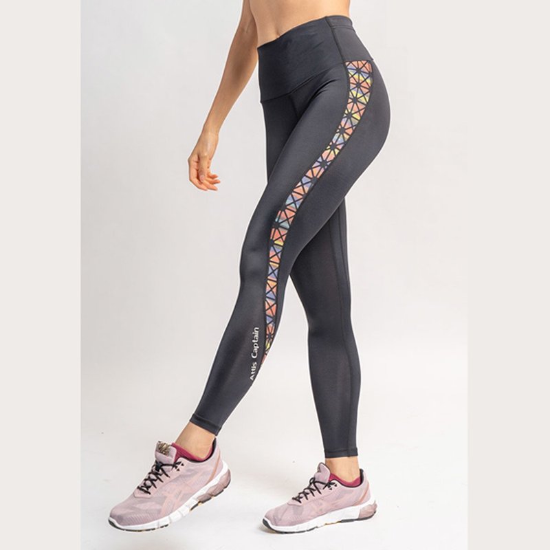 女人节新品 MIT 3D反光棋格紧身压力裤 中紧度 初阶型 - 女装运动裤 - 尼龙 黑色