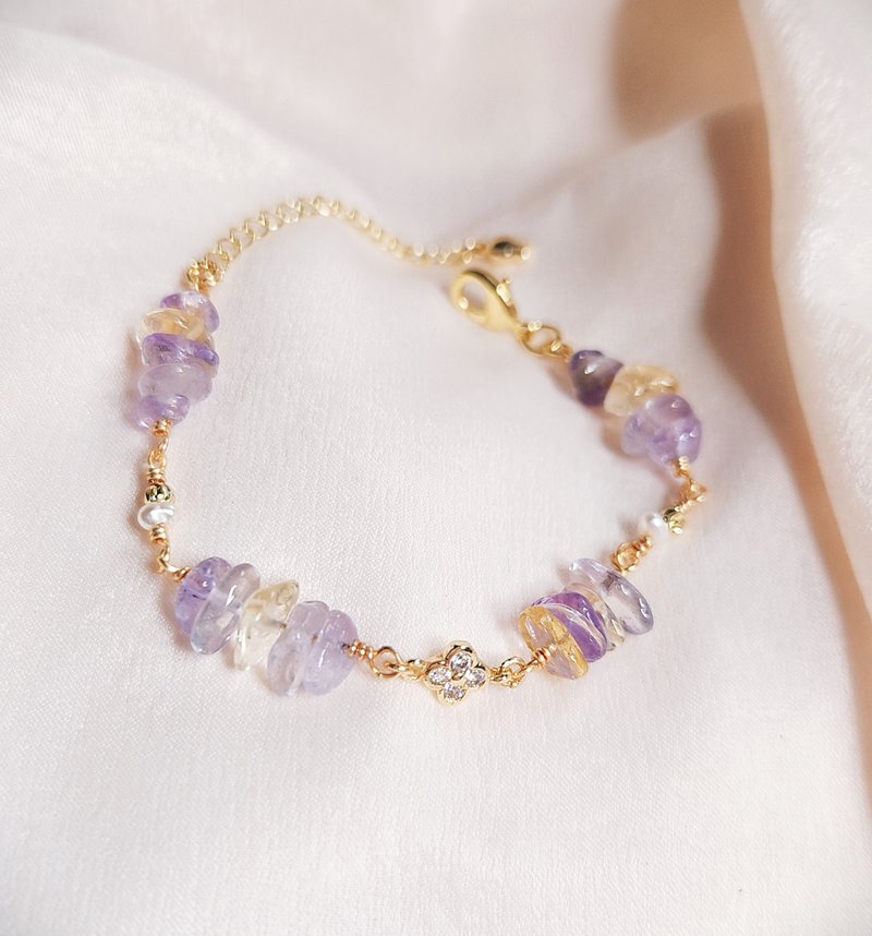 岩兰花心【紫】-玻利维亚 紫黄晶 半宝石编织手链 - 手链/手环 - 半宝石 紫色