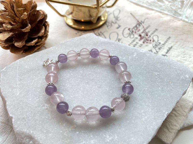 Queen's Craftwork天然粉晶黄水晶原创设计手链 - 手链/手环 - 水晶 粉红色