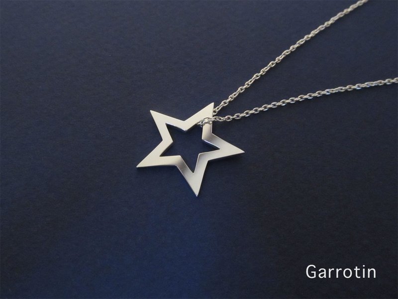 镂空之星坠饰 - 项链 - 纯银 银色
