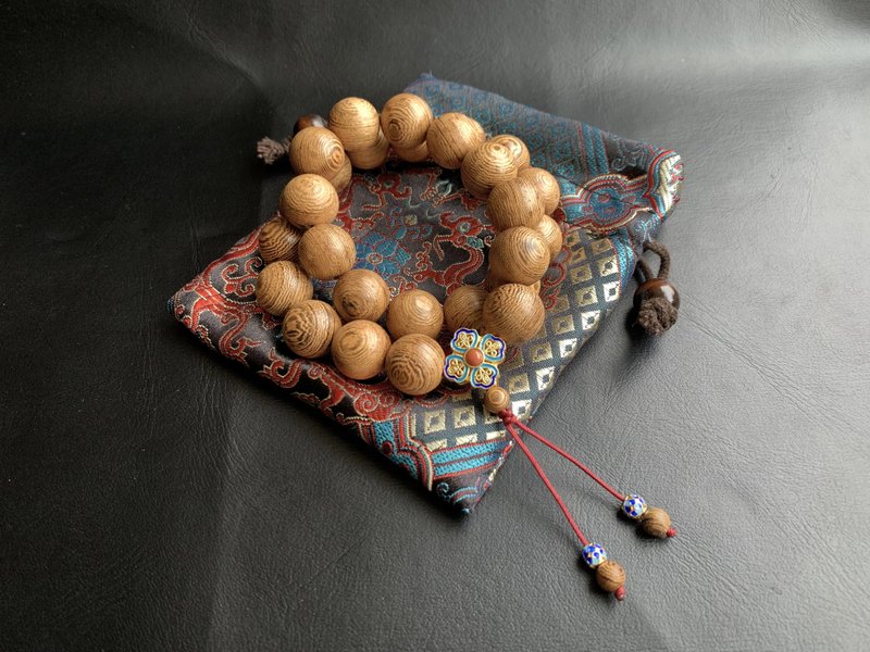 天然鸡翅木 27颗念珠 15mm 景泰蓝隔珠 颗颗带眼 - 其他 - 木头 咖啡色