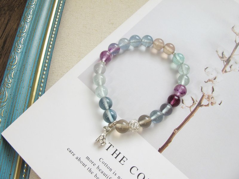 萤石8mm 925银【萤石】12月诞生石 提振精神 平复情绪 智能之石 - 手链/手环 - 水晶 多色