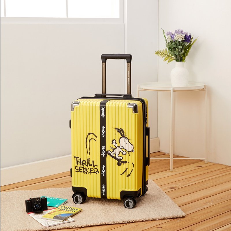 SNOOPY史努比 20寸拉链款行李箱/登机箱-史努比滑板黄 - 行李箱/行李箱保护套 - 塑料 黄色