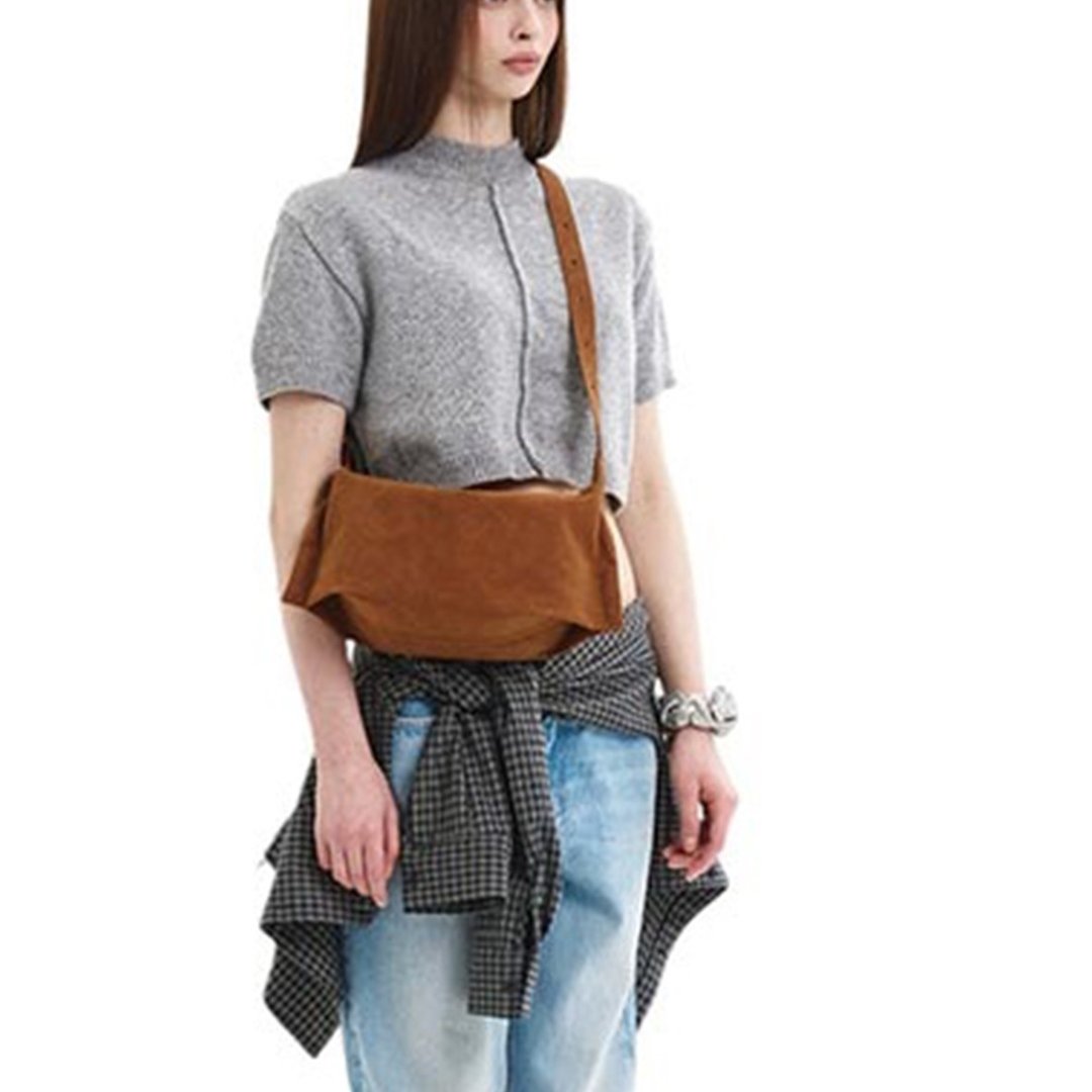 韓國製 MUR NUOVO MINI手袋/單肩包/手提袋 (Suede Brown) - 侧背包/斜挎包 - 环保材料 