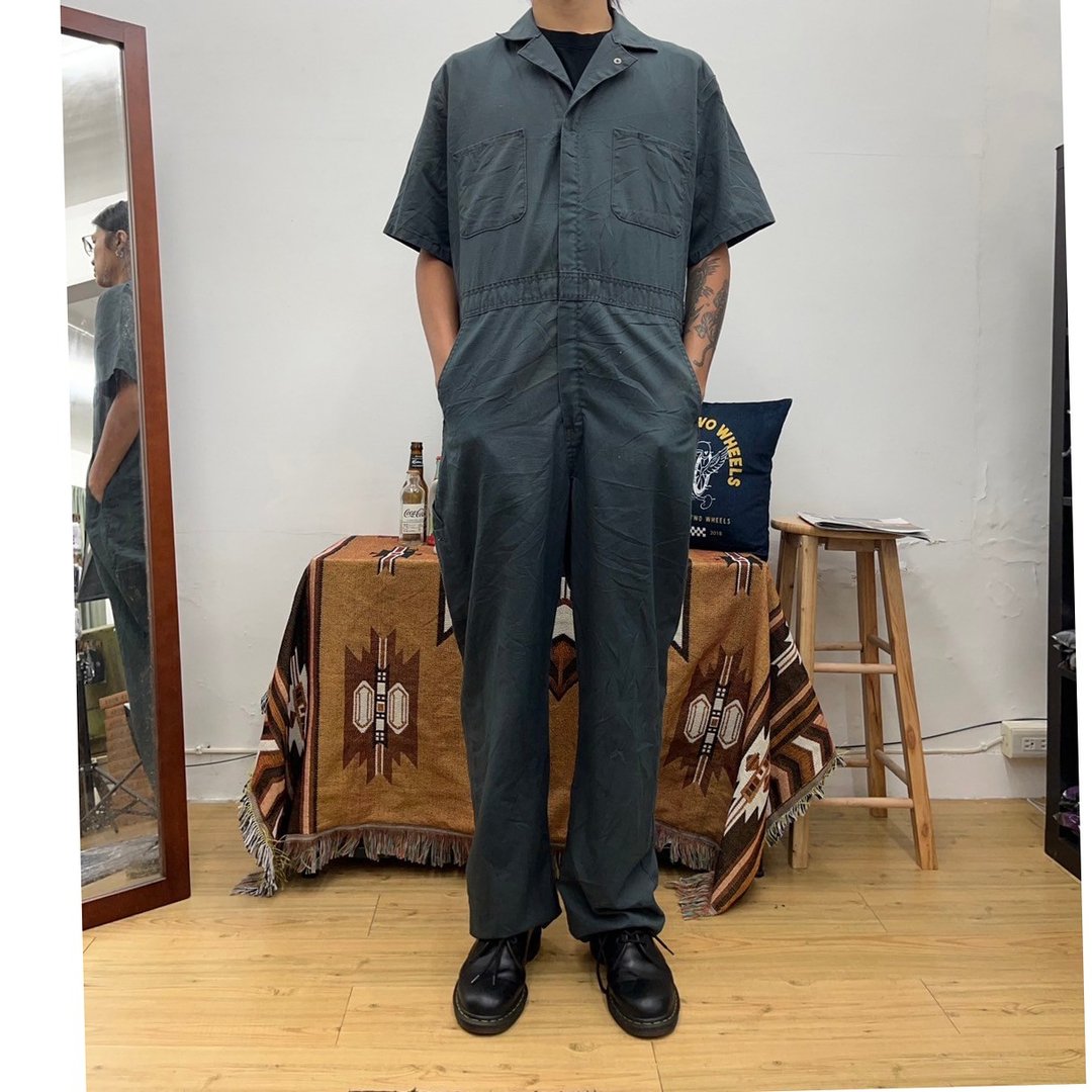 RED KAP 铁灰 连身工作服 工作裤 二手 古着 短袖 美国制 - 男士长裤 - 棉 灰色
