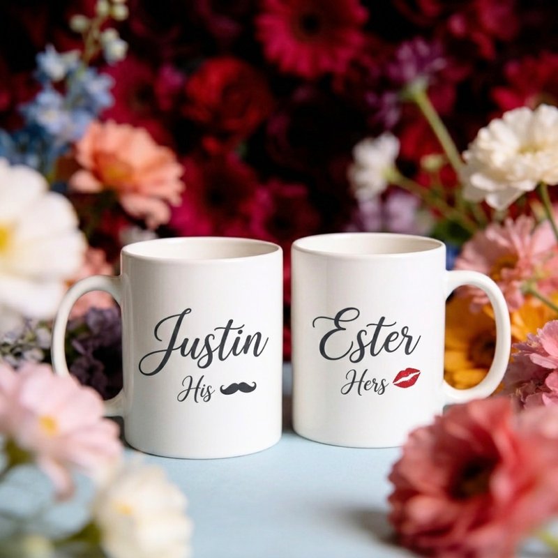 【结婚礼物】Mr & Mrs 定制姓氏情侣杯 结婚礼物订制 - 咖啡杯/马克杯 - 陶 白色