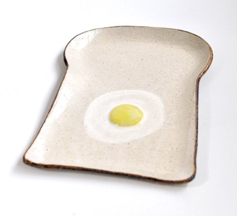 吐司陶盘 大尺寸sunny-side up - 浅碟/小碟子 - 陶 白色