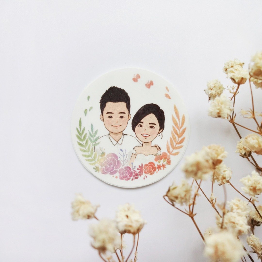 肖像婚礼圆贴 | 定制化 - 喜帖 - 纸 多色