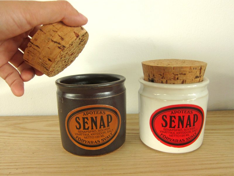 北欧杂货。HOGANAS瑞典老芥末炻器药罐组 - 调味罐/酱料瓶 - 石头 咖啡色