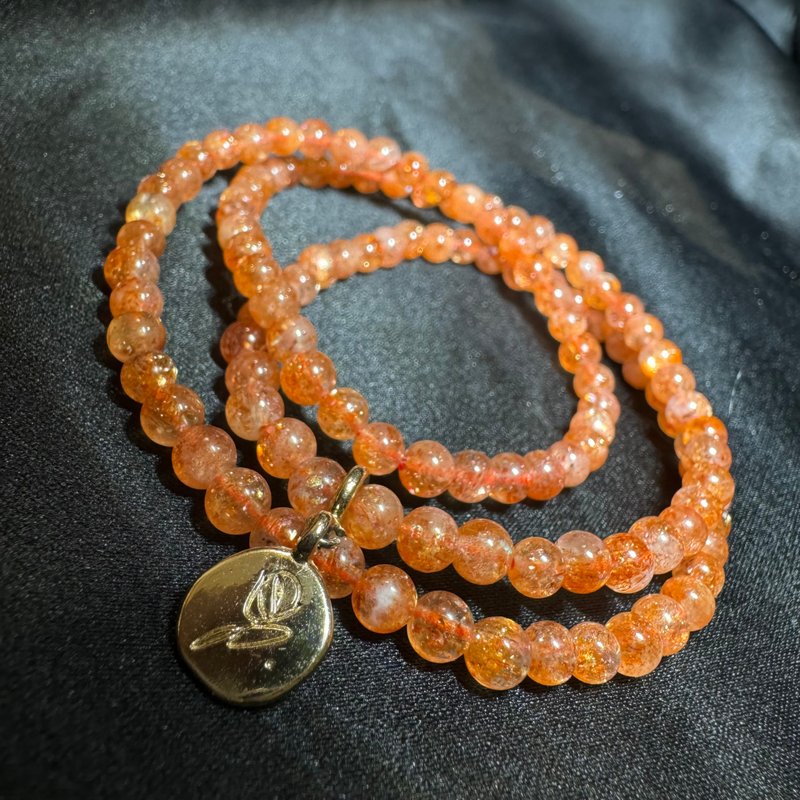 小高品 天然 金太阳 太阳石 三圈 手串 手链 财富 正向 积极乐观 - 手链/手环 - 水晶 橘色