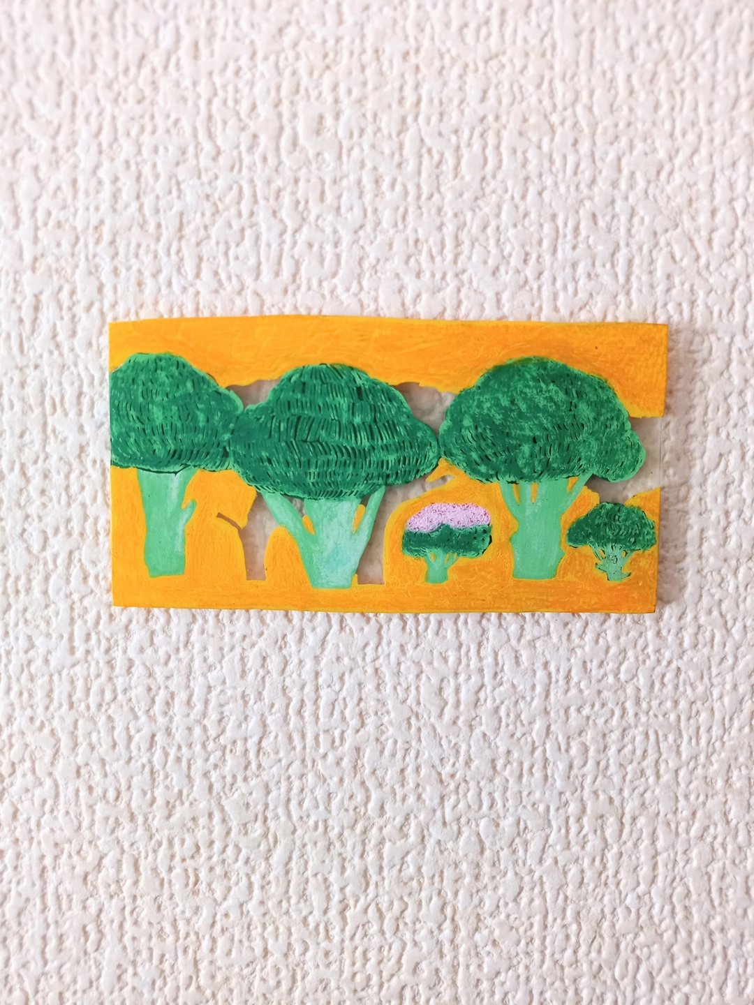 Original illustration Broccoli forest Free shipping - 海报/装饰画/版画 - 木头 绿色