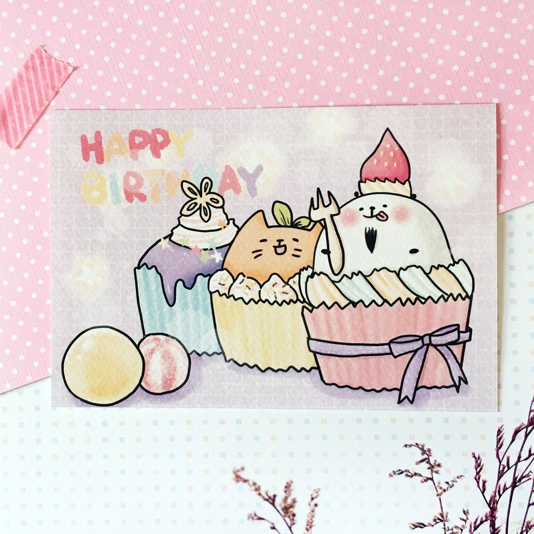 熊爷明信片─生日快乐 - 卡片/明信片 - 纸 多色