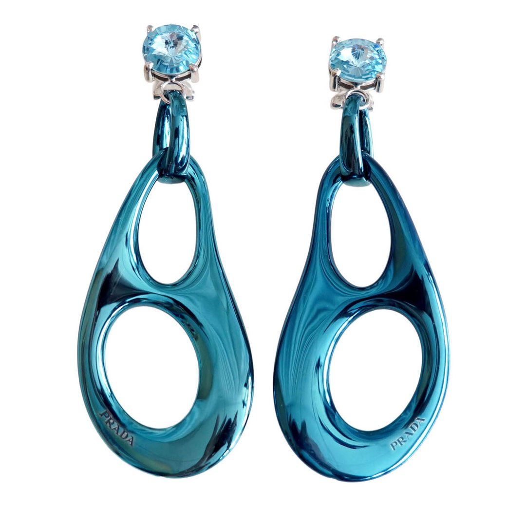 PRADA Boucles d'Oreilles en Métal Bleu avec Crystals - 耳环/耳夹 - 铝合金 蓝色