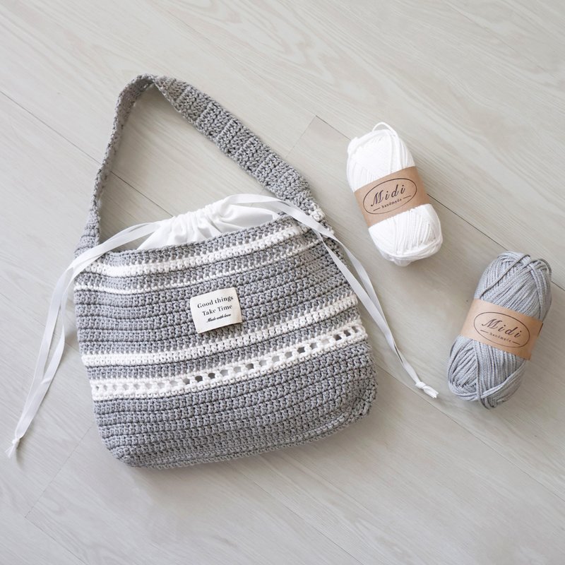 【 DIY教学影片材料包 】法式条纹拖特包 赠新手必看基本针法 - 编织/刺绣/羊毛毡/裁缝 - 棉．麻 多色