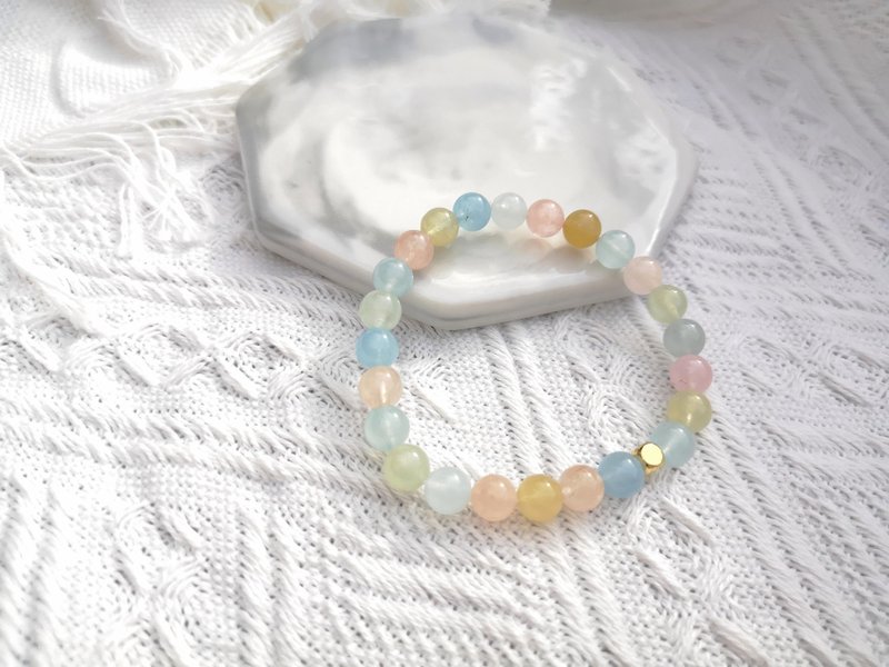 迷你摩根石手链(14K包金) - 一物一图 爱情石 天然水晶 - 手链/手环 - 水晶 多色