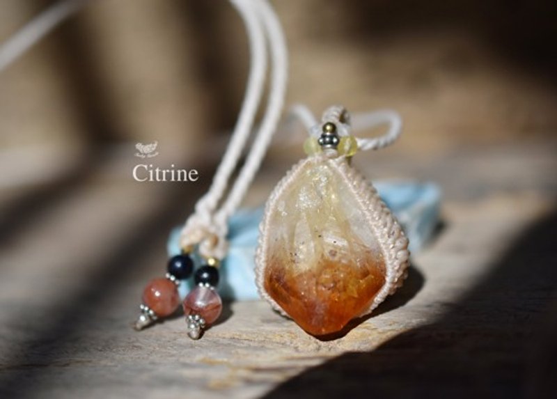 天然渐层★黄水晶原石 编绳项链 1013 - 项链 - 宝石 