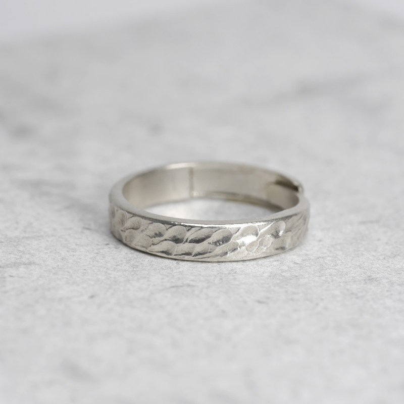 波光 - 开口戒可调节尺寸 925纯银手工戒指 刻字情侣对戒 - 对戒 - 纯银 银色