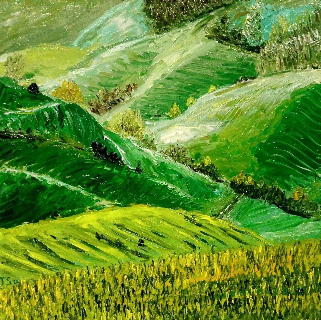 Original oil painting Green Hills, 30x30 cm. Unframed - 墙贴/壁贴 - 其他材质 