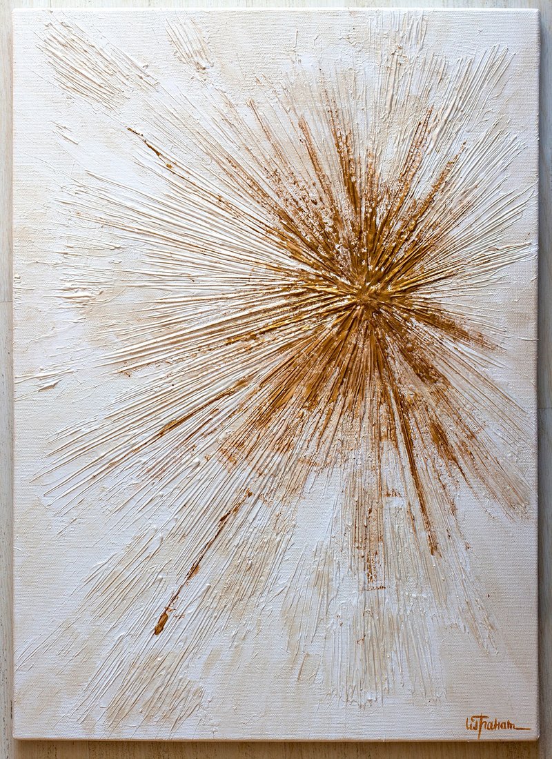 抽象艺术。压克力。在画布上绘画。原来的。圣诞节。新年。星星 - 海报/装饰画/版画 - 压克力 金色