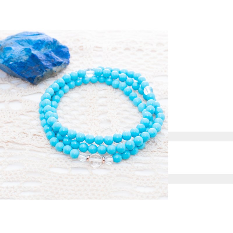 佛系 ZEN 绿松石 108念珠  • 白水晶药师佛心咒 - 手链/手环 - 半宝石 蓝色