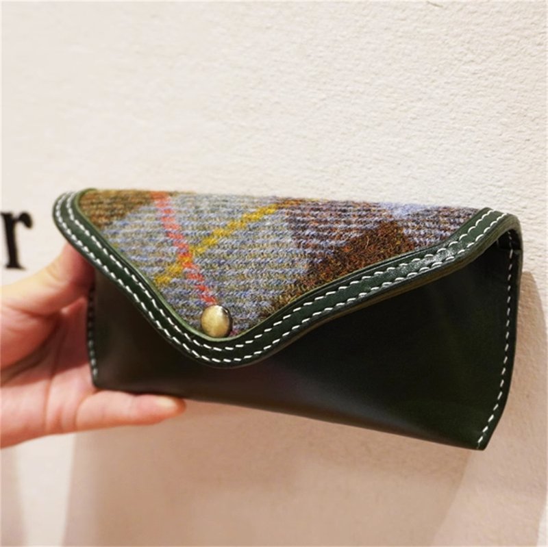 harris tweed手工真皮眼镜盒便携墨镜太阳镜近视镜防摔抗压眼镜袋 - 眼镜/眼镜框 - 羊毛 