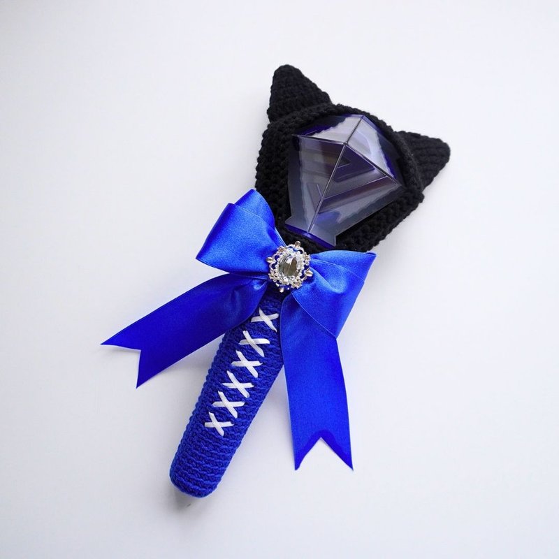 Super Junior 手灯套 | 艺喵 光影尾巴系列 黑猫 - 证件套/卡套 - 棉．麻 蓝色