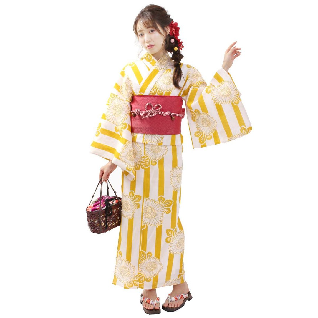 日本 和服 女性 浴衣 腰封 2件组 F Size x86-23c yukata - 其他 - 棉．麻 黄色