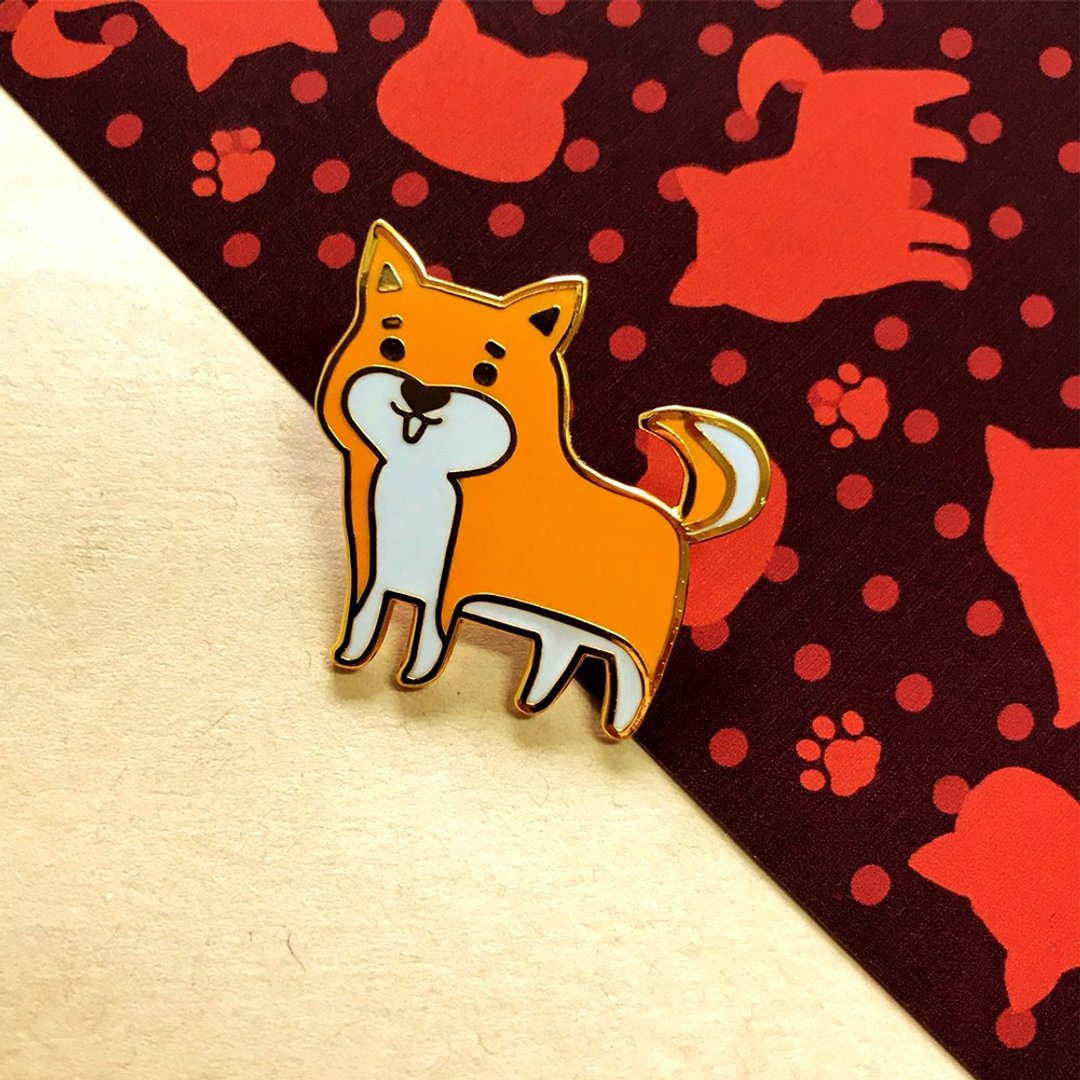 可爱柴犬金属胸针- 柴犬来了 - 胸针 - 其他金属 橘色