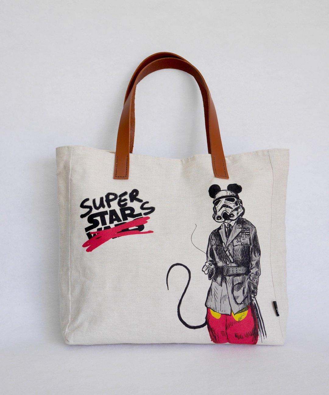【Off-season sale】Linen Handbags / Super Stars - 手提包/手提袋 - 亚麻 卡其色