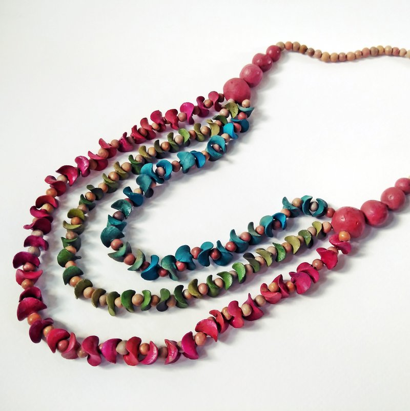 Handmade Pottery Clay Beads Bib-style Necklace - 项链 - 陶 