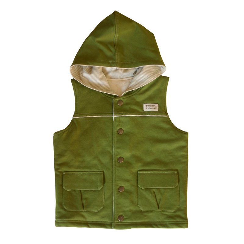 有机棉儿童森林铺棉背心-森绿 - 童装上衣 - 棉．麻 