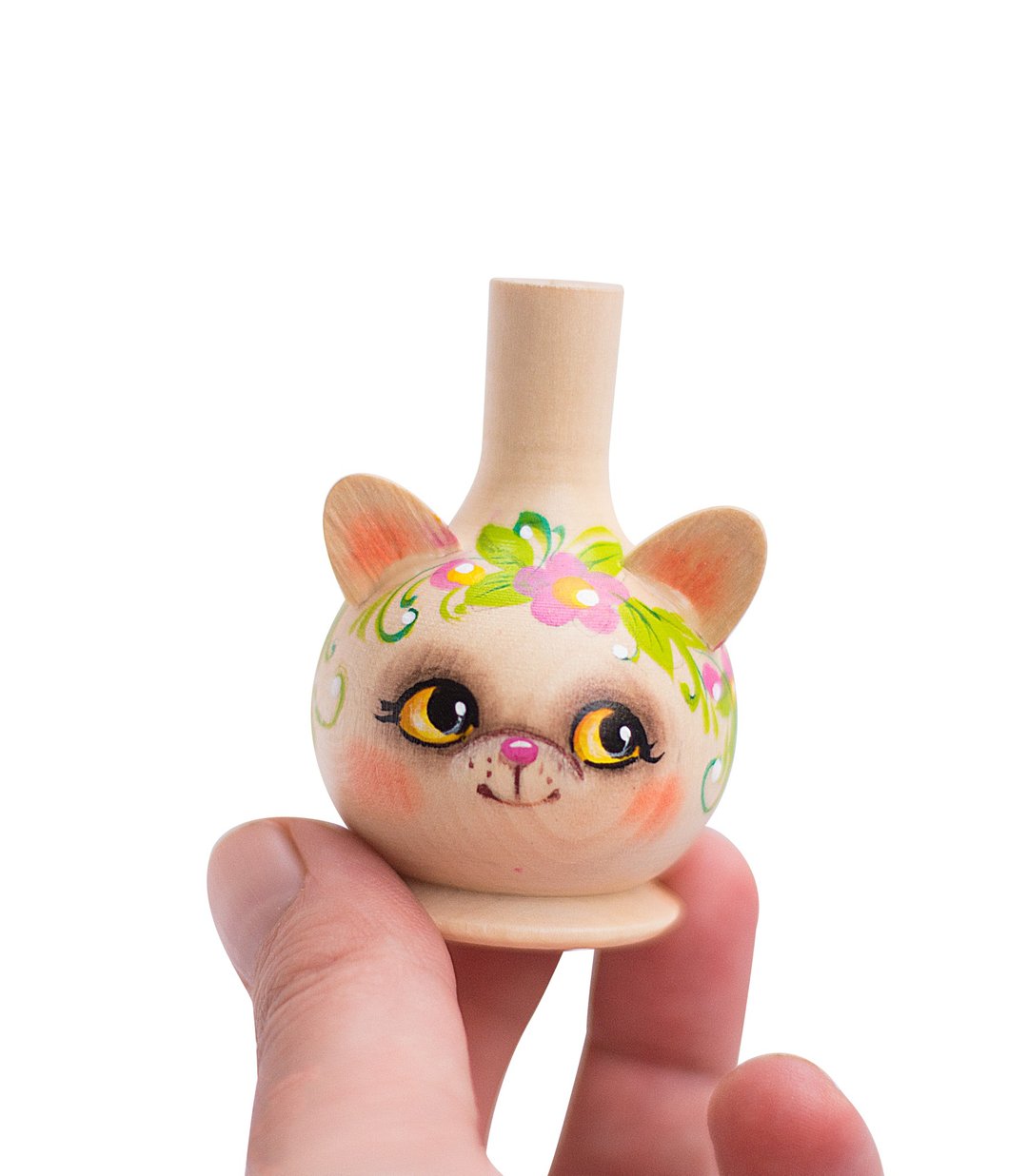 口哨可爱猫咪木制彩绘儿童语音风玩具小猫小孩礼物 - 玩具/玩偶 - 木头 