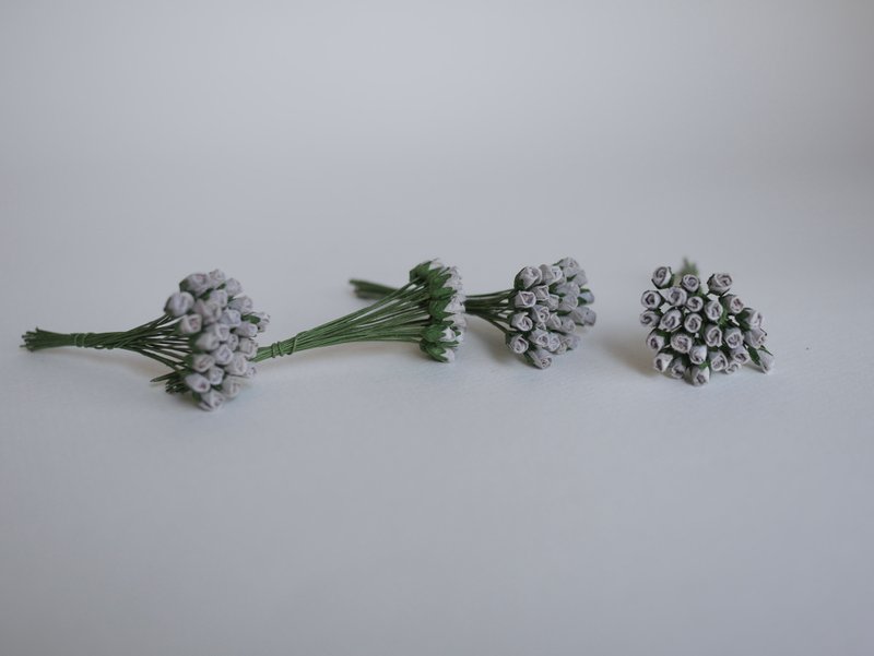 纸花，100 朵，尺寸 0.5 x 0.8 厘米，含苞待放的玫瑰用品，灰色。 - 其他 - 纸 灰色