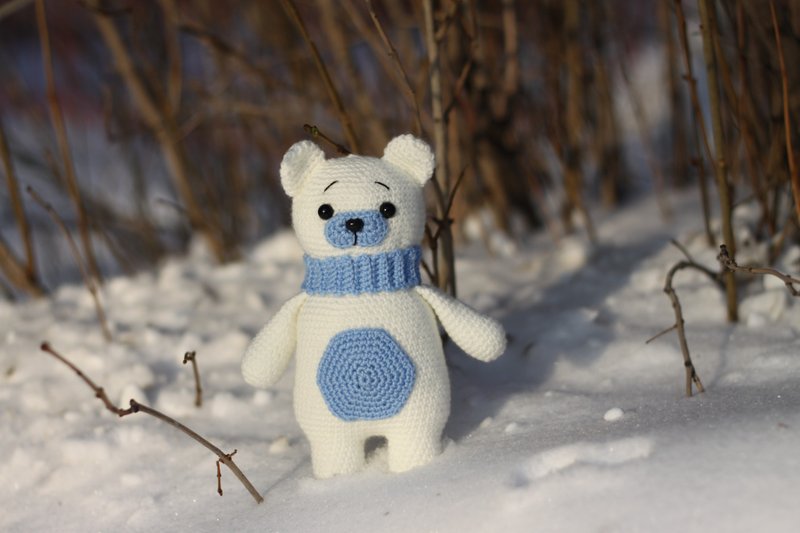 Polar bear crochet toy, White polar bear, Cute white bear, Crochet bear Stuffed - 玩具/玩偶 - 羊毛 