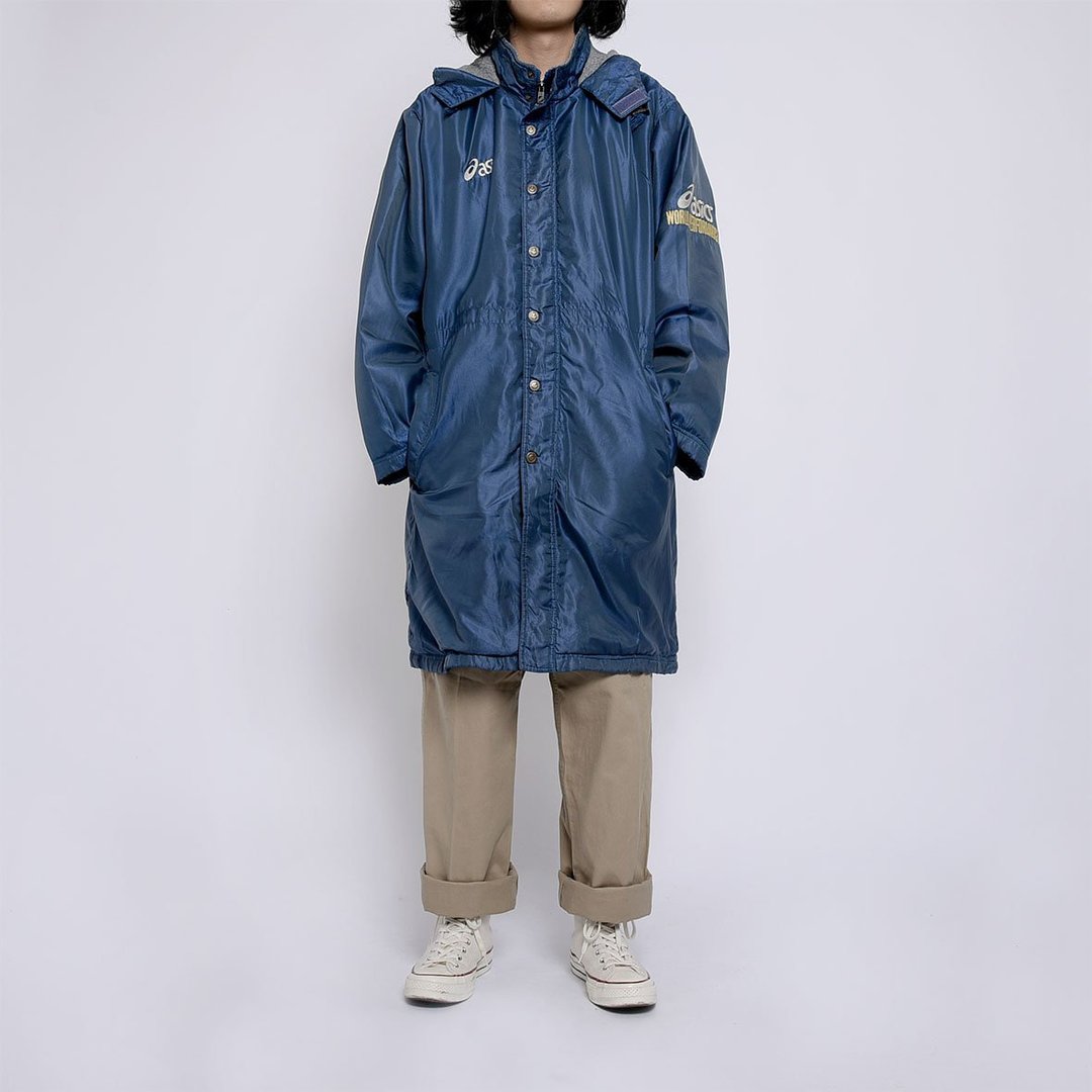 Asics长版运动风衣外套 / Vintage 古着 - 男装外套 - 其他材质 蓝色