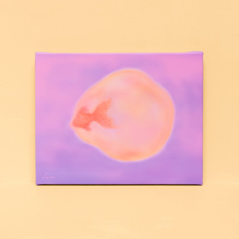天堂的泡泡-挂画/画/装饰画/画作/鱼/金鱼/气泡/奇幻/疗愈 - 海报/装饰画/版画 - 棉 紫色