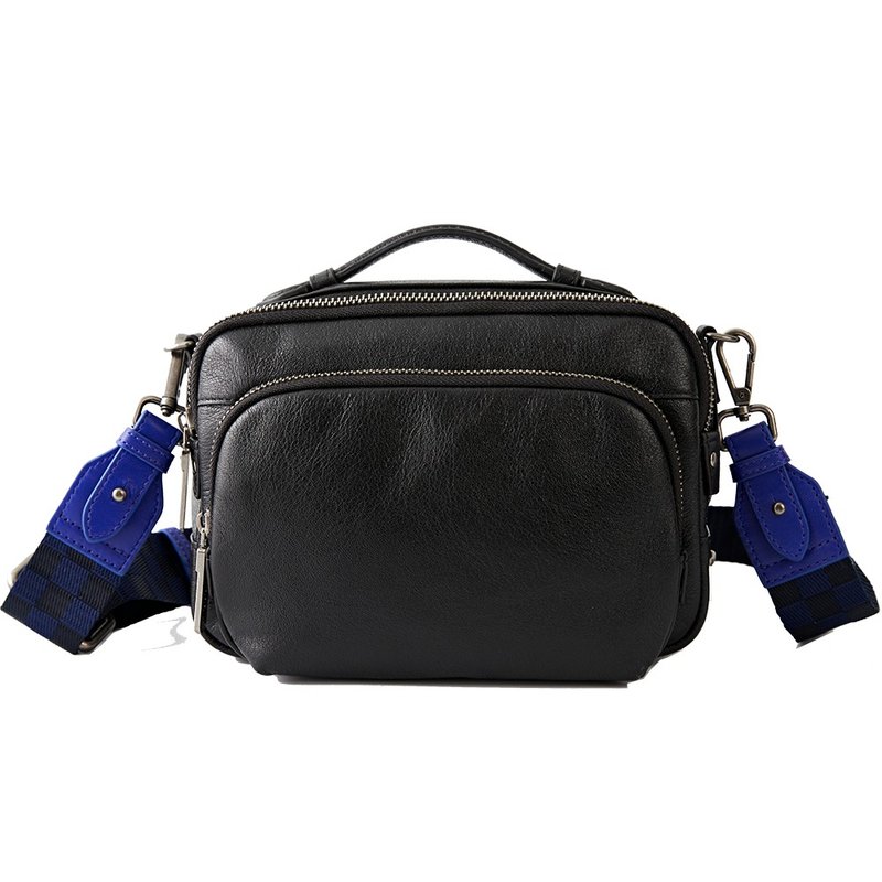 【 Filter  】牛皮经典水洗相机包 - 亮黑 - 侧背包/斜挎包 - 真皮 黑色