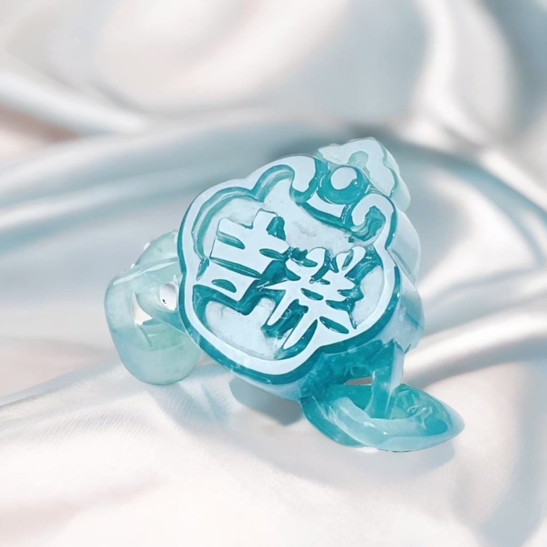 【吉祥如意】蓝水翡翠吉祥富贵吊饰 | 天然玉翡翠A货 | 送礼 - 吊饰 - 玉石 绿色