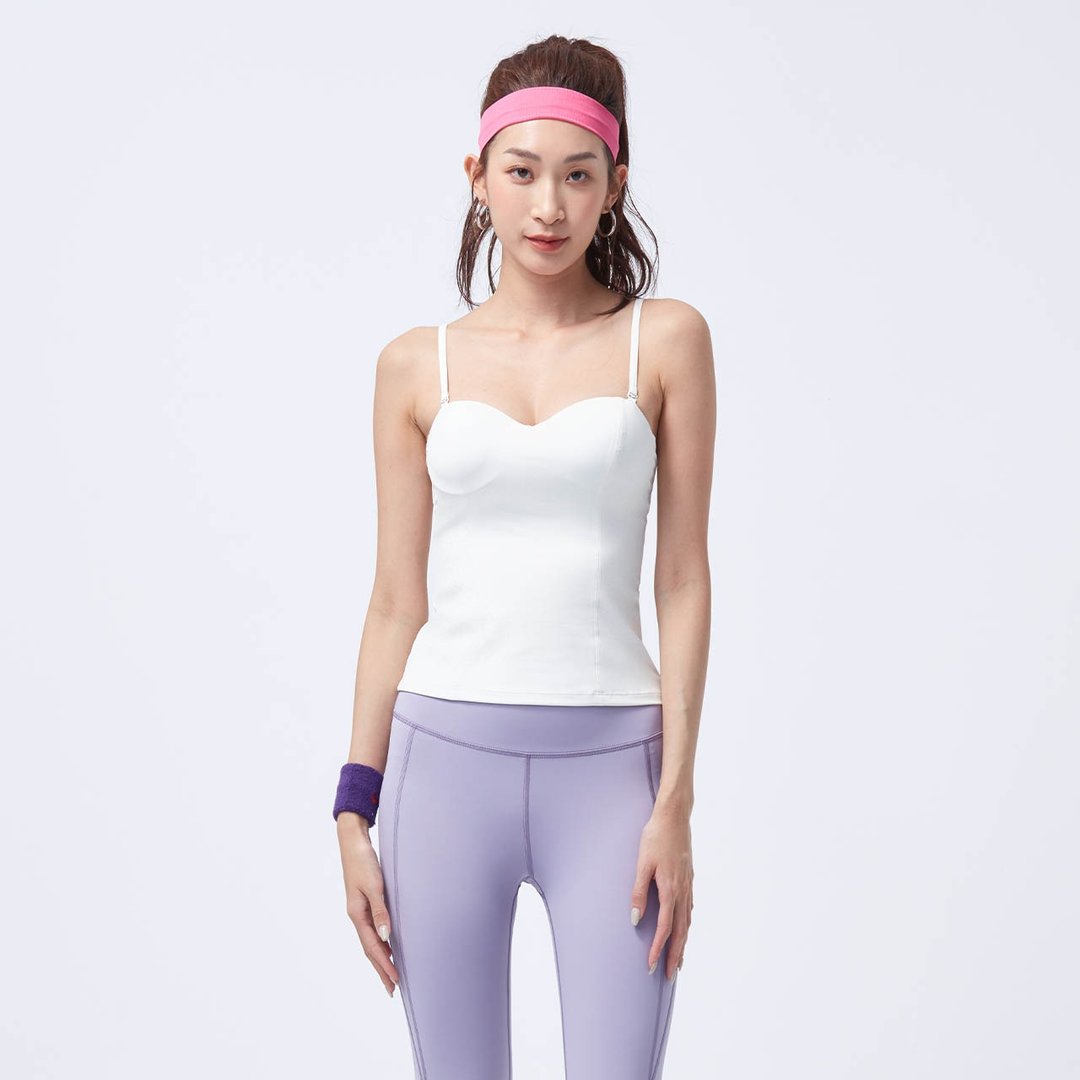 不可退换 /品牌研发-凉感细肩Bra Top-香槟白 - 女装背心 - 尼龙 白色
