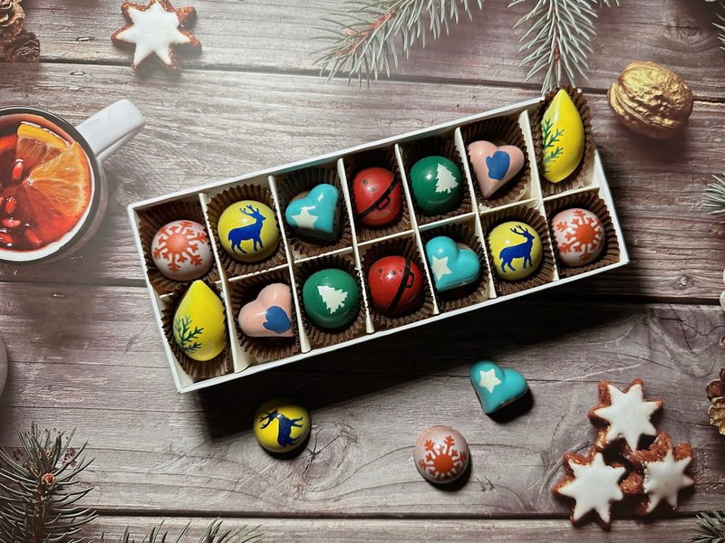 【圣诞礼盒】蹦蹦(含馅)巧克力(14入)礼盒 #圣诞礼物#交换礼物 - 巧克力 - 新鲜食材 