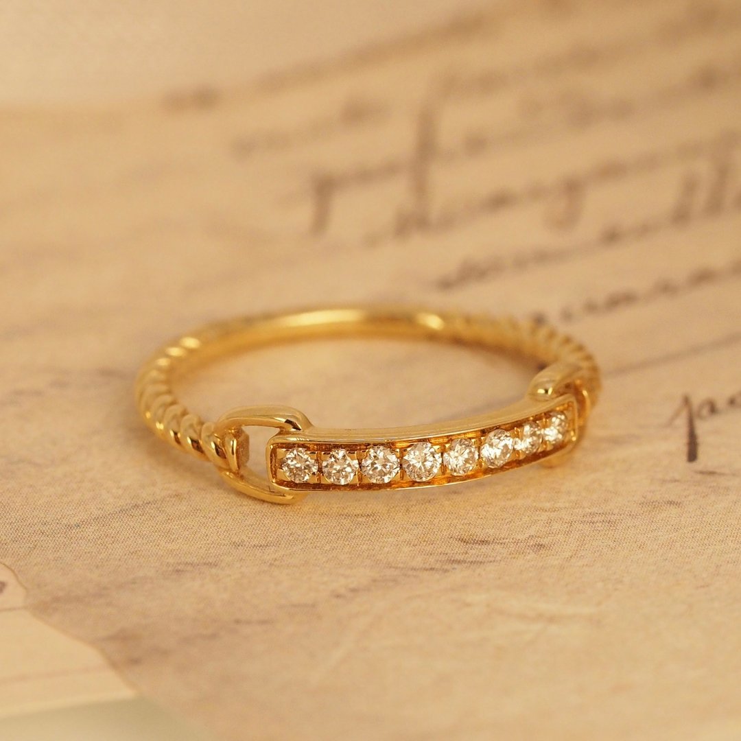 18K金钻石条戒指18K Gold Diamond Bar Ring - 戒指 - 贵金属 