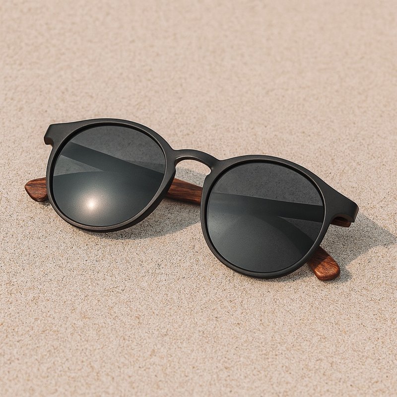 ASLLY 黑框原木镜脚偏光太阳眼镜 金属结构 × 环保木质设计 - 眼镜/眼镜框 - 木头 黑色